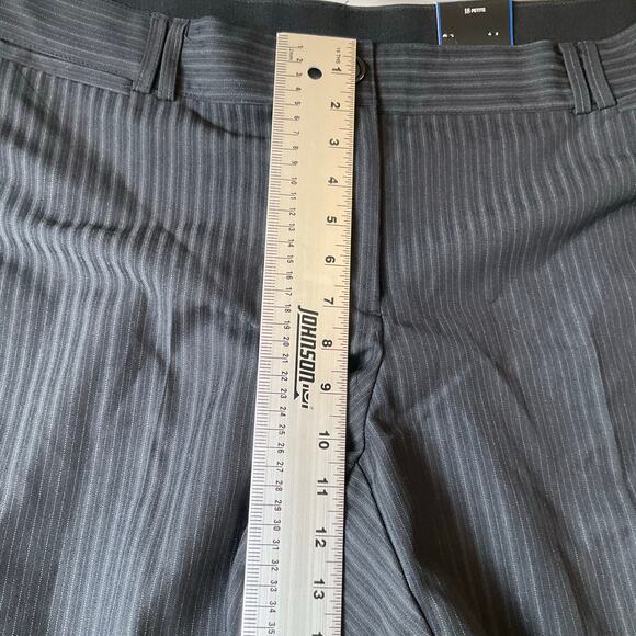 Avenue Women Formal Pants size 18 Petite Straight Leg Boot Cut Stripes Black - Picture 5 of 8
